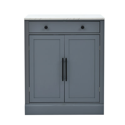 Armoire de cuisine moderne autoportante avec tiroir, tablettes réglables et rangement pour porte - Buffet gris et armoire à café