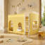 Lit mezzanine simple pour enfant avec guirlande lumineuse DEL jaune primevère-182577247-182753358