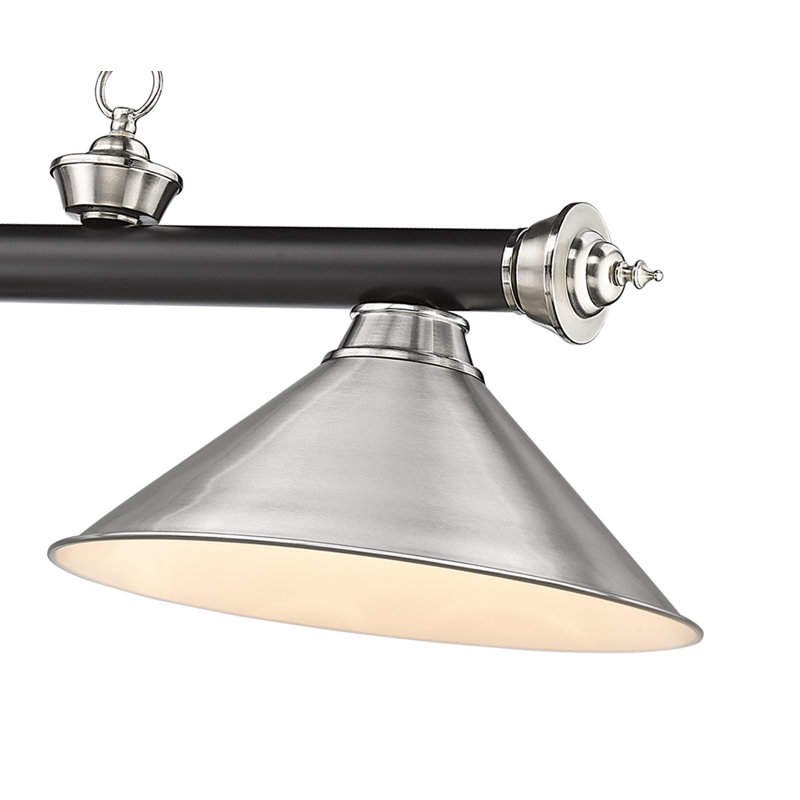 Luminaire suspendu linéaire 3 lumières Annaleisa, Noir mat/nickel brossé, Nickel brossé