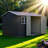 10'x8' Oversized Steel Storage Shed With Window, Lockable Doors & Sloped Roof, Heavy Duty Outdoor Tool Shed For Garden, Patio, Backyard, Lawn - Dark Gray
