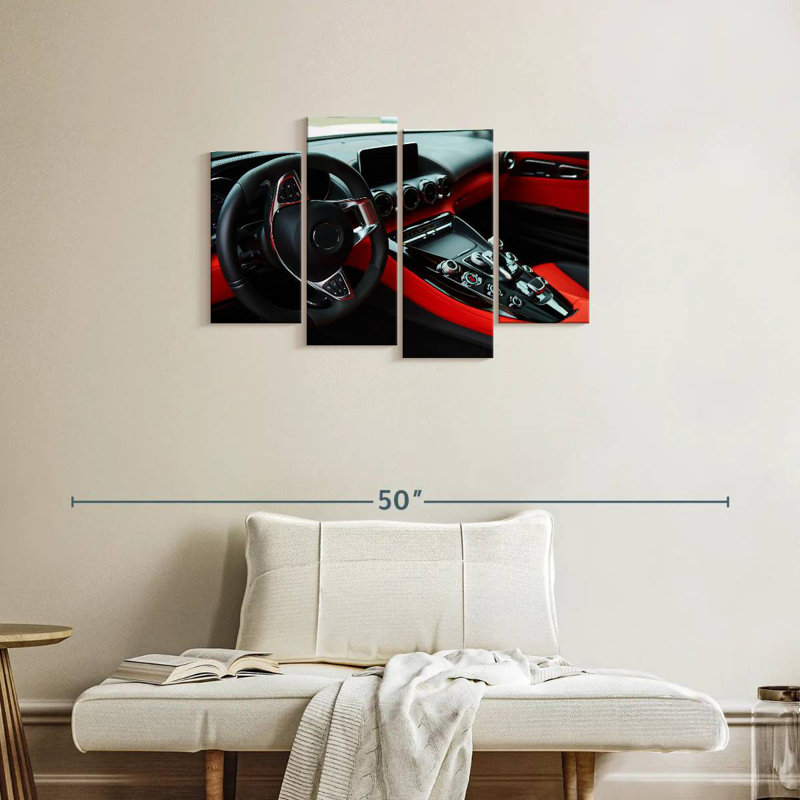 Mehar Black And Red Car Interior, 22" H x 36" W