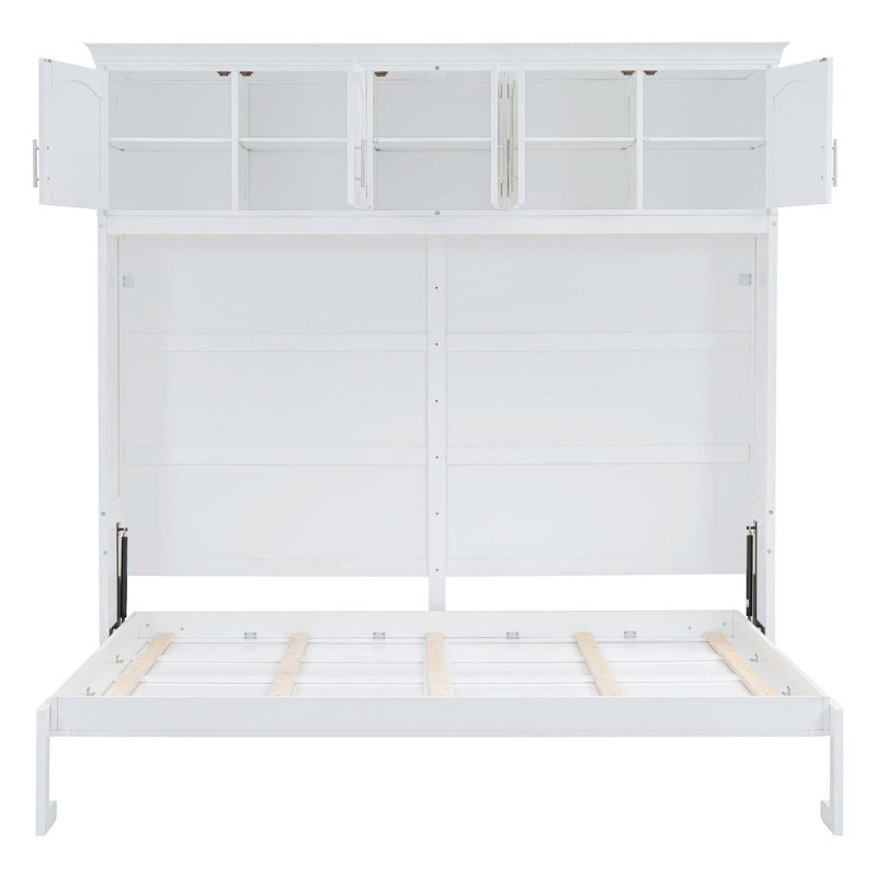 Lit escamotable mural avec armoires supérieures Murphy, Double, Blanc