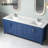 84" Blue Bathroom Vanity: Two Stain-Resistant Solid Surface Sink Tops ,6 Internal Drawers,Easy Installation-520404278
