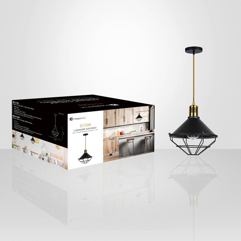 Luminaire suspendu géométrique à 1 lumière Elton