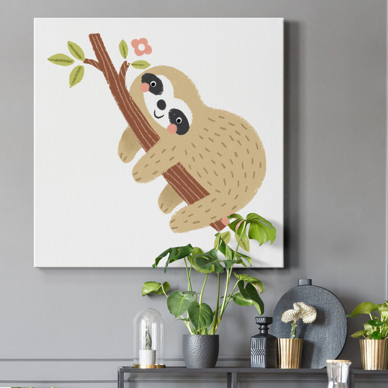 Brun clair paresseux - impression sur toile tendue, H 24 po x l 24 po x P 1 po