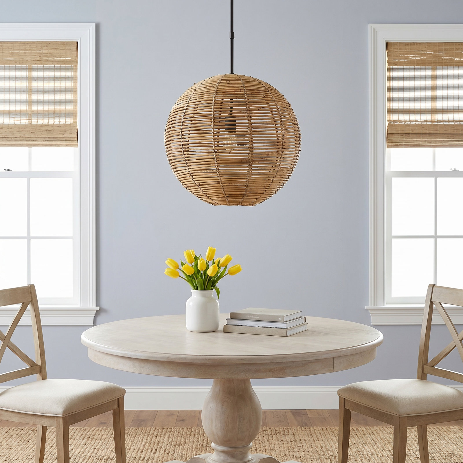 Single Light Rattan Dimmable Pendant