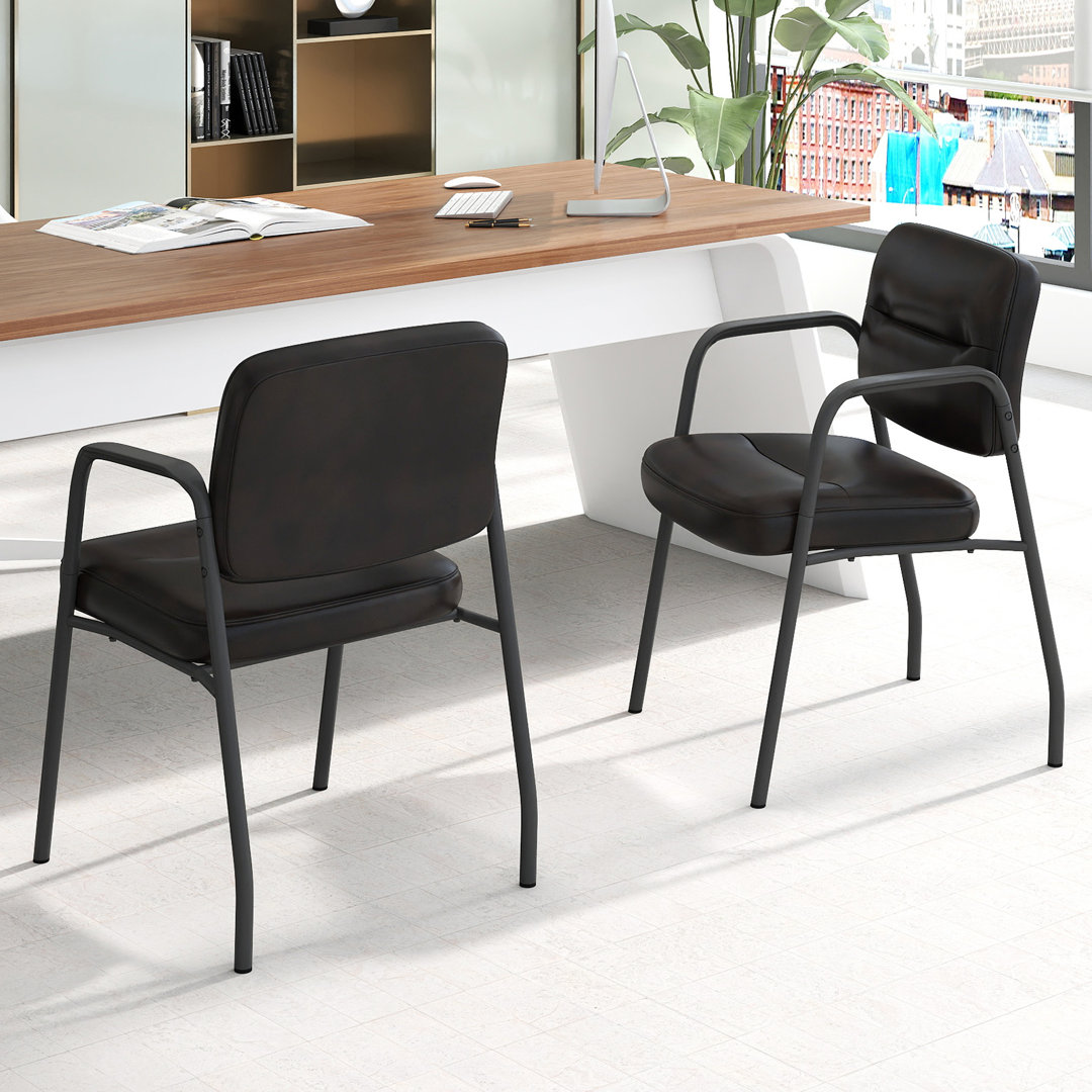 Waiting Room Chair No Wheels Set Of 2 With Integrated Armrests-Brown