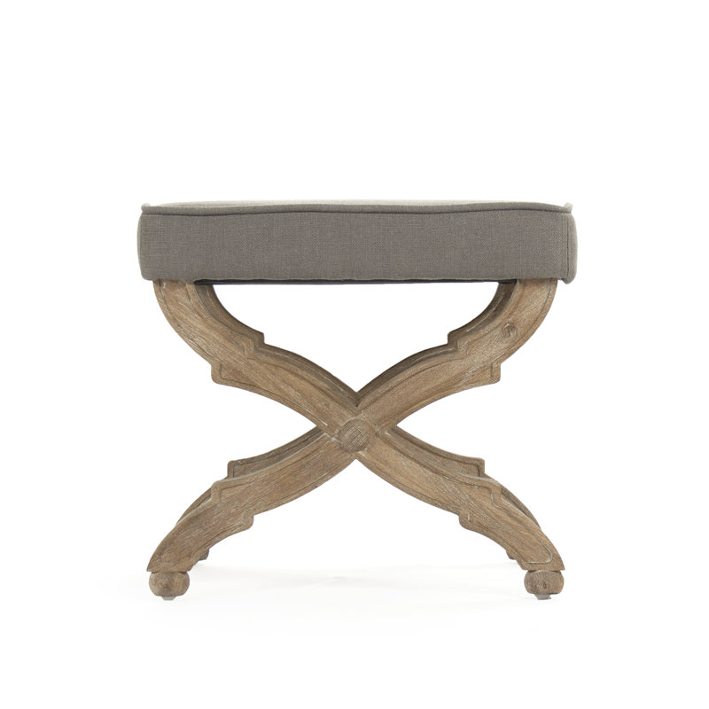 Elof Upholstered Bench, 16" H x 20" W x 18" D, Gray/Brown