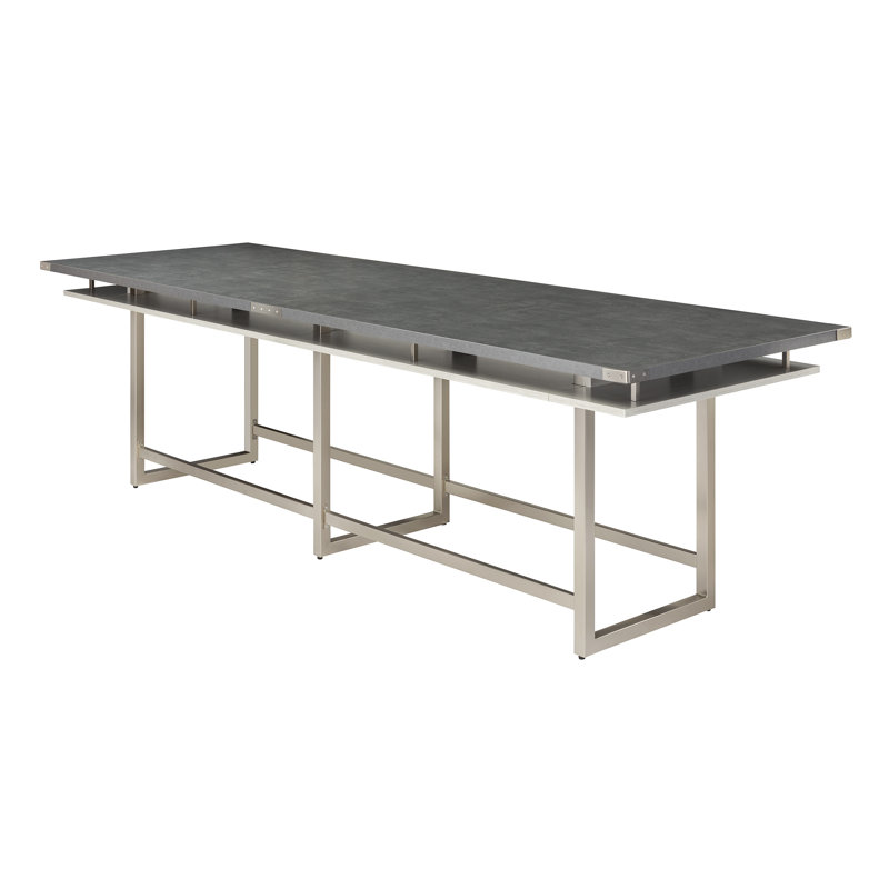 Mirella Standing Rectangular Conference Table, 42" H x 144" L x 47.25" D, Stone Grey, Grey