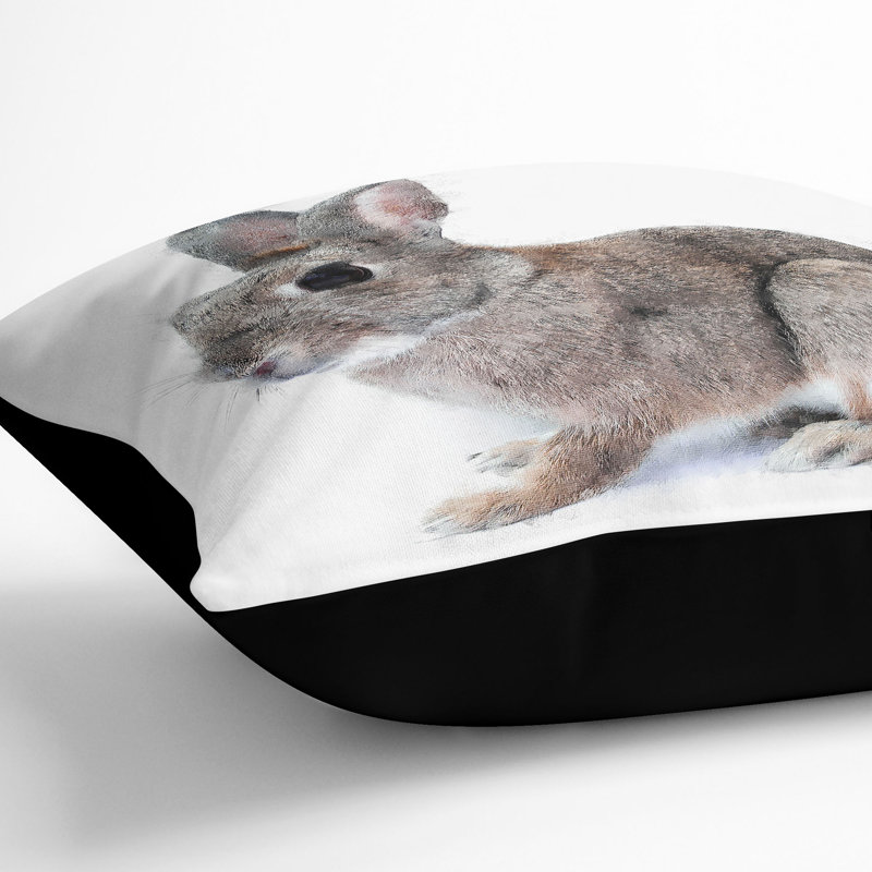 Brown Bunny Rabbit Cushion with Filling, 40cm H x 40cm W x 15cm D, Black