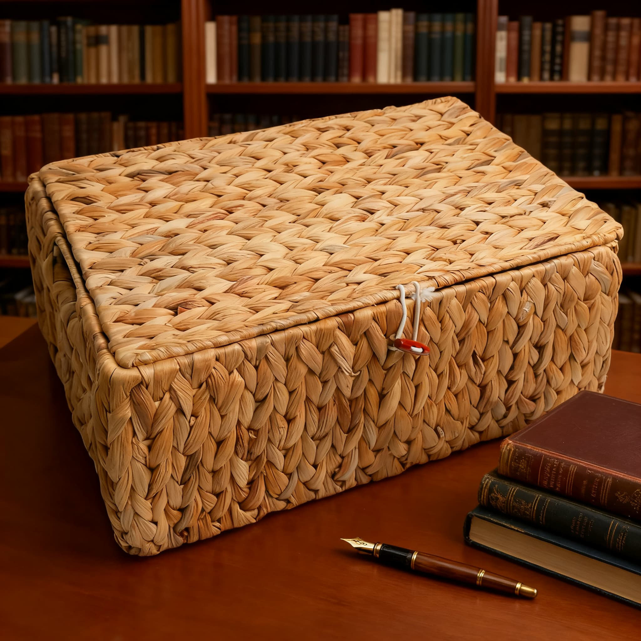 Rebrilliant Large Rectangular Water Hyacinth Storage Basket With Lid ...