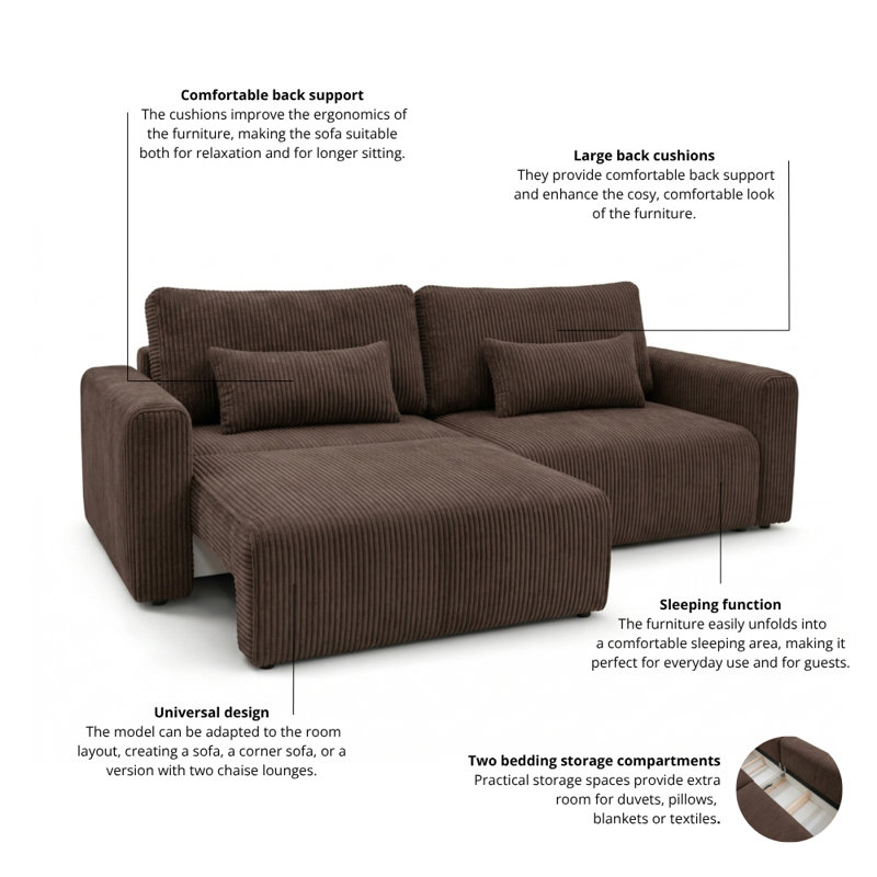Sectional, Brown POSO 6