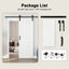 Porte de grange coulissante de 84 po en bois manufacturé massif apprêté à surface blanche avec portes de garde-robe intérieures à peindre avec trousse de quincaillerie (fermeture en douceur incluse)-121412584-121450071-123099049