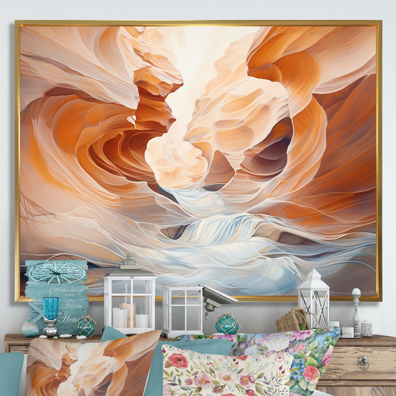 Canyon Antelope, art liquide III sur toile, H 24 po x l 32 po x P 1 po, Cadre flottant doré