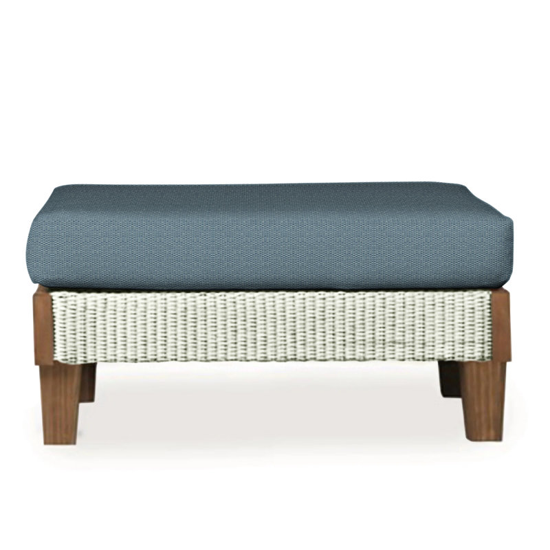 Catalina Outdoor Ottoman, Decorline Navy, Ivory