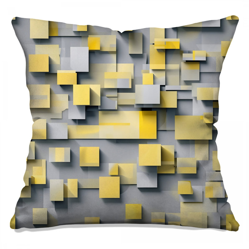 Coussins décoratifs à double face jaune et gris carrés, 18 x 18 inches