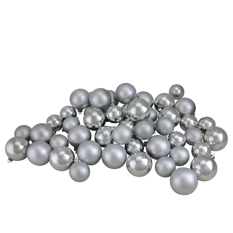 Ornements en forme de boule de Noël à 2 finitions argent incassable 50 po 2 po (50 mm)