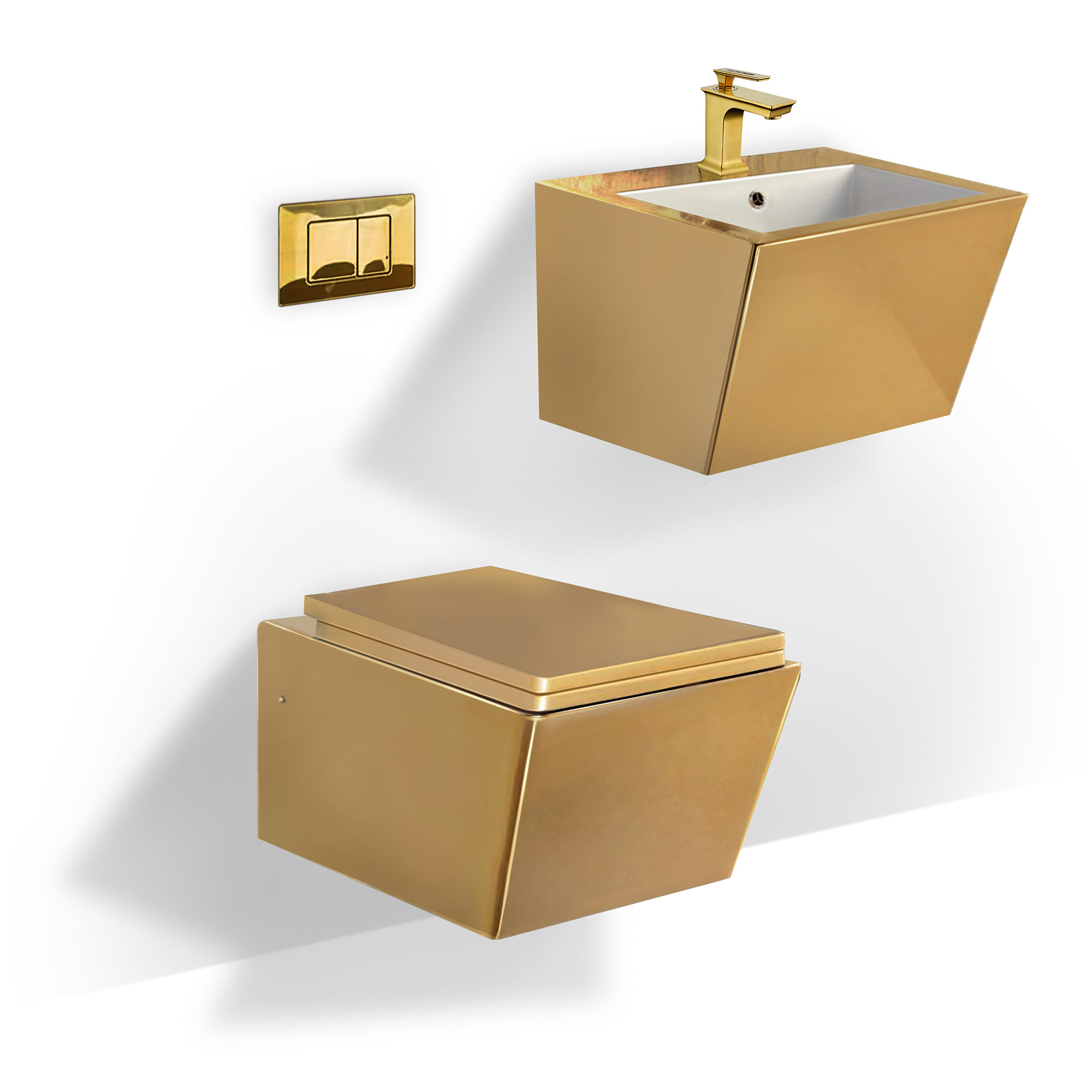 KruggReflectionsUSA Gold Wall Mounted Toilet and Sink Combo Unit Wayfair