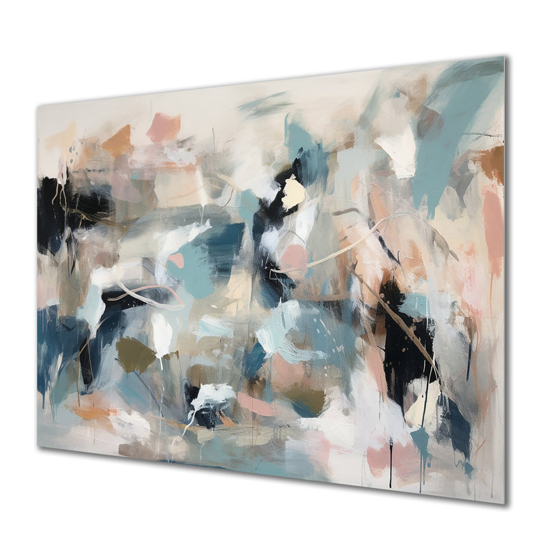 Vagues grises et bleues vives Fuild III - art mural abstrait en métal MT137245, H 16 po x l 32 po x P 1 po