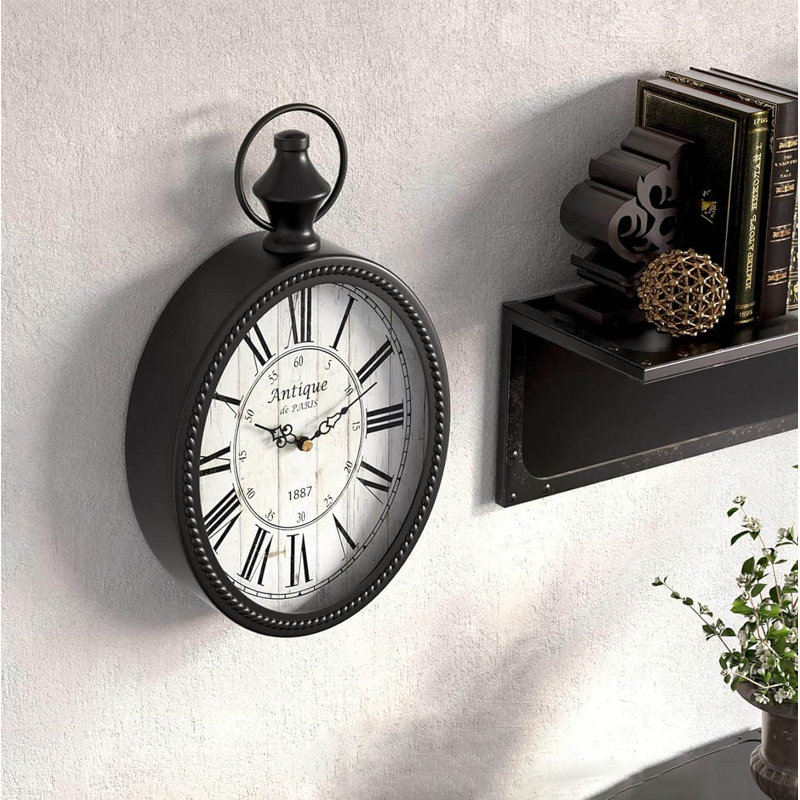 Metal Wall Clock, Black