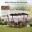 Ensemble de table de pique-nique et de banc d'extérieur en bois massif imperméable avec auvent amovible, ensemble de salle à manger rectangulaire en bois toutes saisons pour patio, jardin, terrasse, parc et plage-79697585