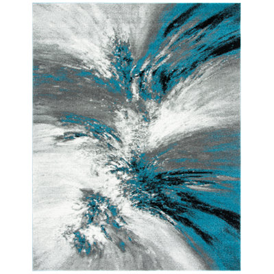 Tapis bleu / gris à motif abstrait Donnovan