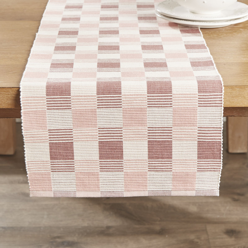 Chemin de table supérieur à rayures 100% coton, L 90 po x l 13 po