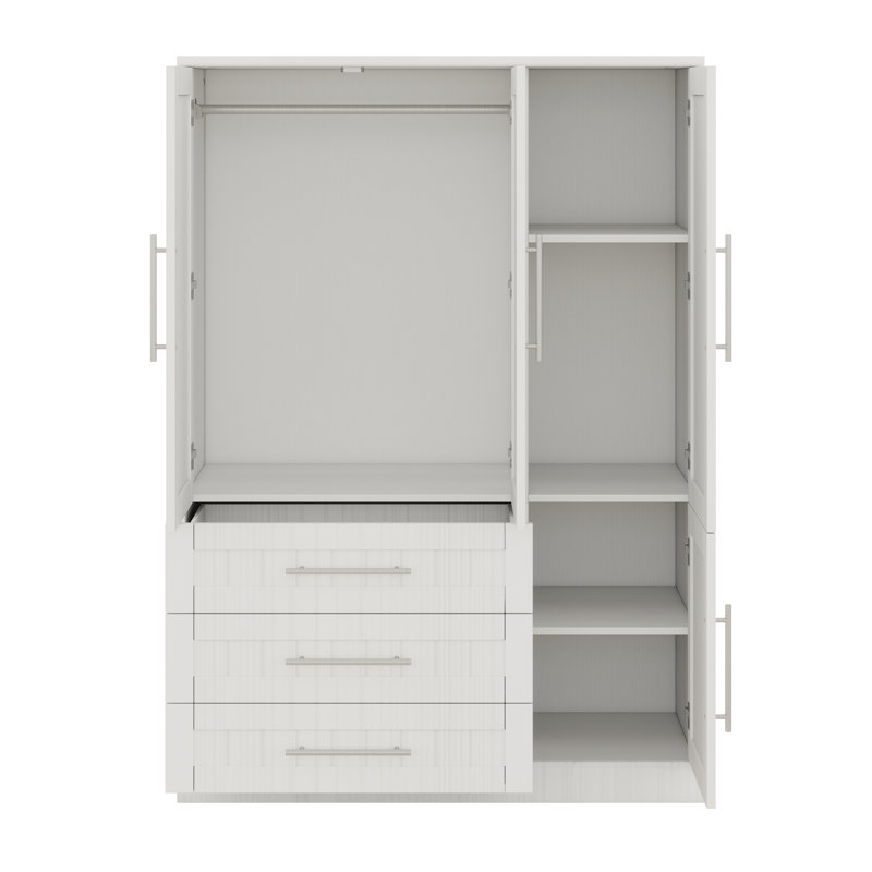 Garde-robe à 4 portes avec tiroirs, Blanc