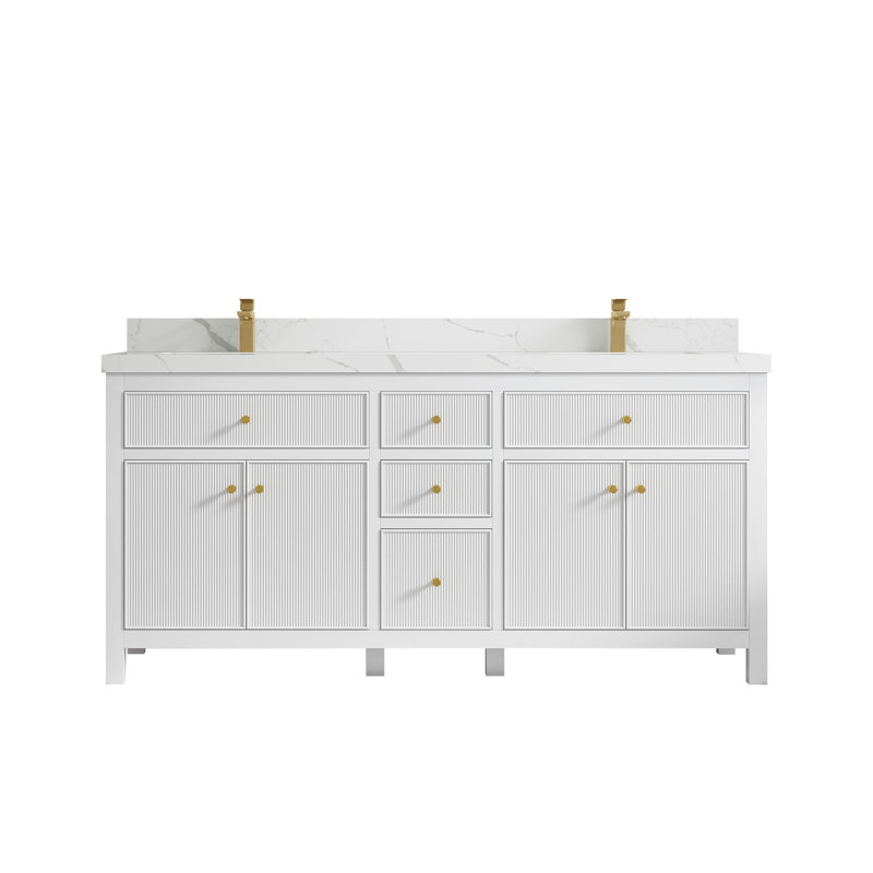 72'' Double Bathroom Vanity with Top, Calacatta Laza