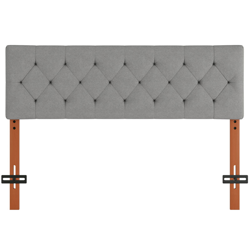 Tête de lit tapissier moderne avec coutures en losange, Light Grey, Queen