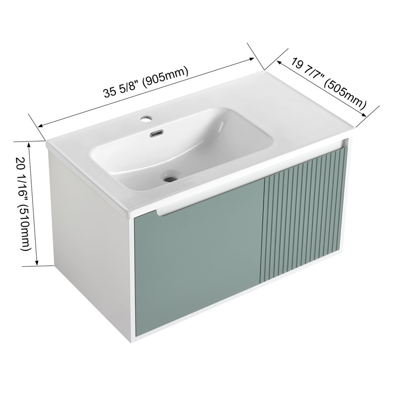 36'' Single Bathroom Vanity With Ceramic Top