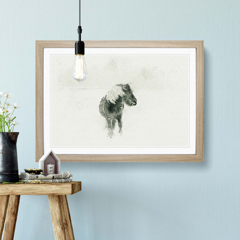 Wild Horse in Iceland in Abstract - Picture Frame Graphic Art Print, 50cm H x 76cm W x 2cm D, Oak