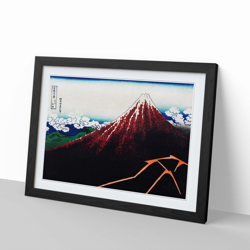 Sanka Hakuu by Katsushika Hokusai - Picture Frame Painting Print, 40cm H x 60cm W x 2cm D, Black