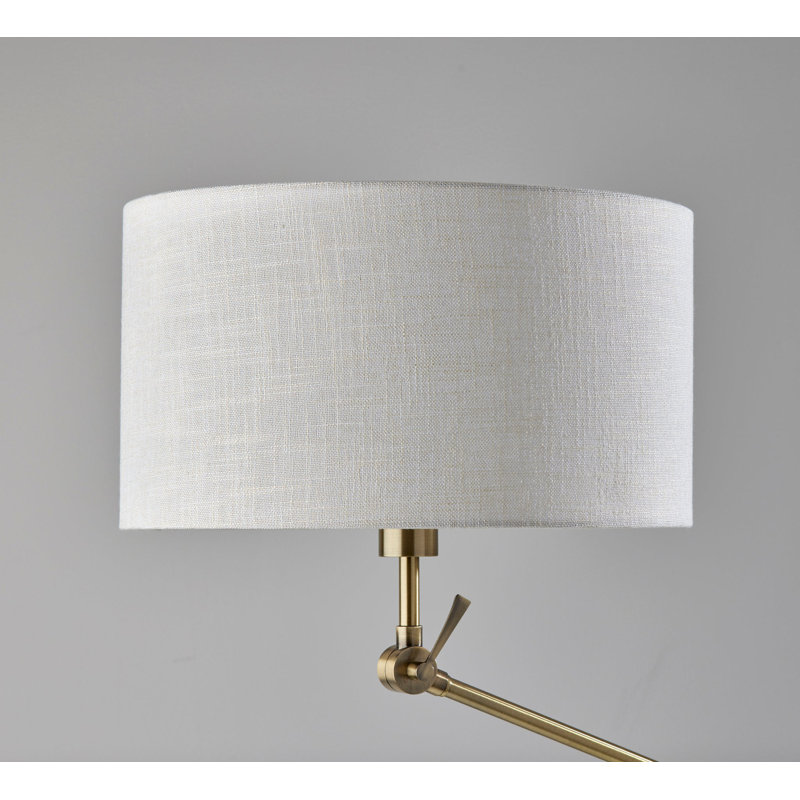 Schutt 65" Swing Arm Floor Lamp, Laiton antique, Crème