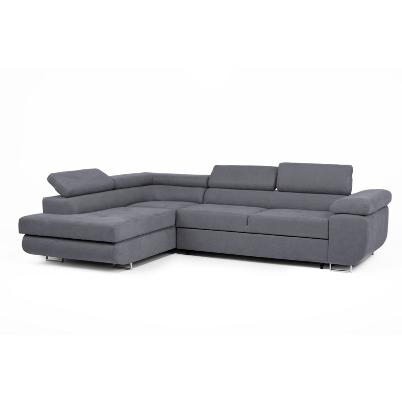 Flavius Corner Sofa Bed, Graphite, Left Hand Facing