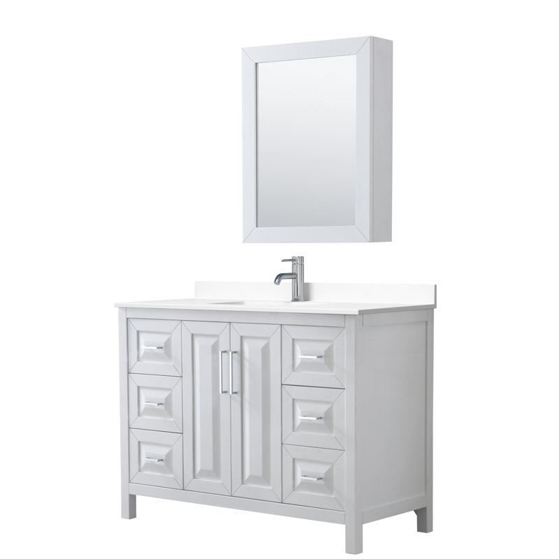 Daria 48'' W Single Vanity, Polished Chrome, White Cultured Marble, White
