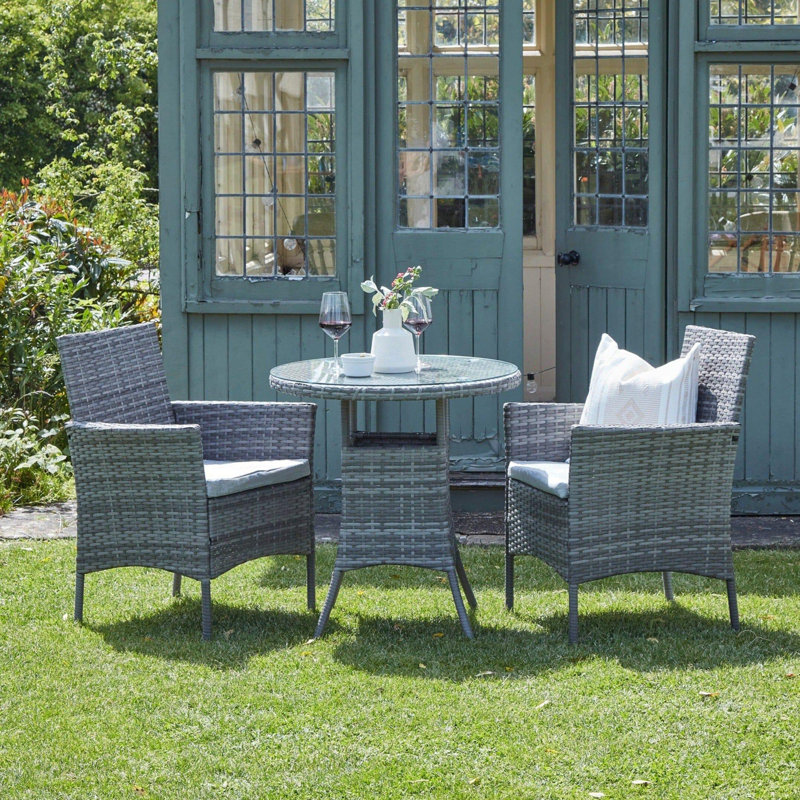 Dubose Wicker Patio Dining Set with, Grey