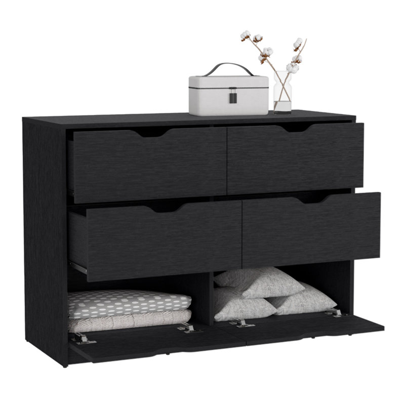 Commode double 4 tiroirs Basilea, Noir
