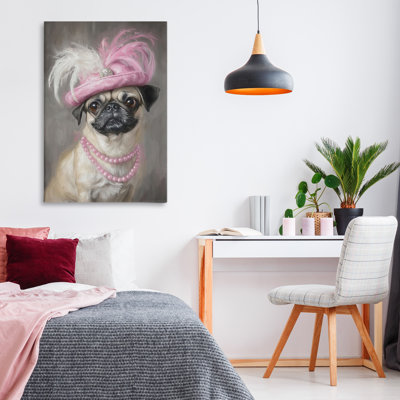 Lady Pug Portrait, toile par Tina LeCour