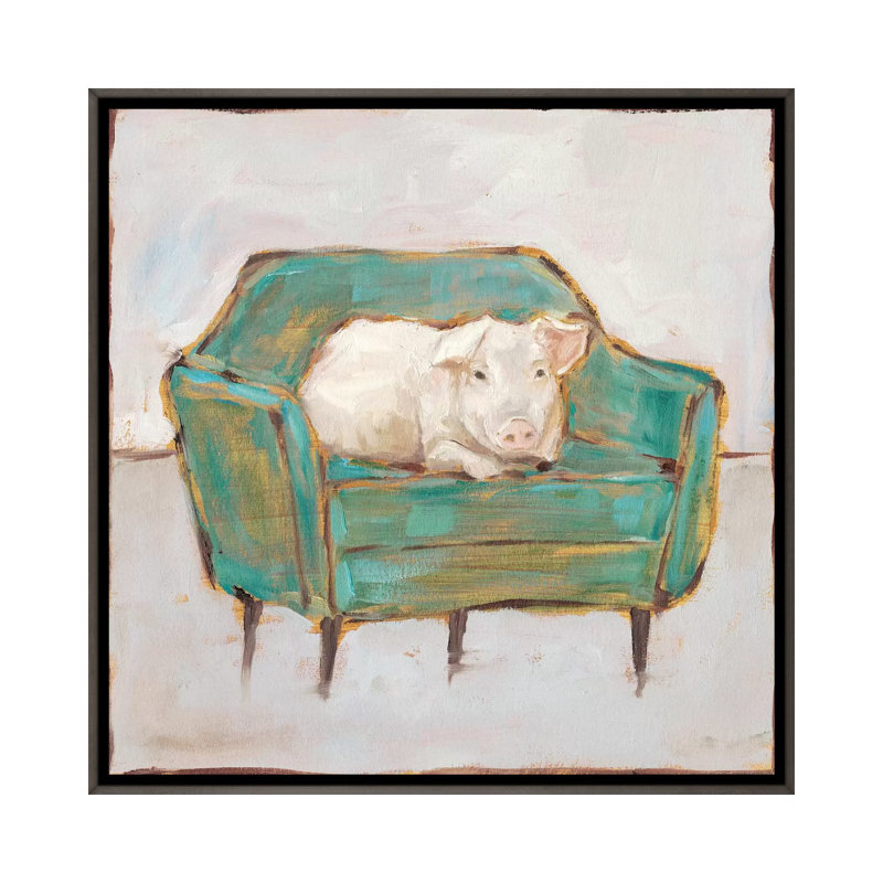 Créature confort VI par Ethan Harper - reproduction d'art, H 26 po x l 26 po x P 1,5 po, Toile avec cadre gris, Pas de tapis