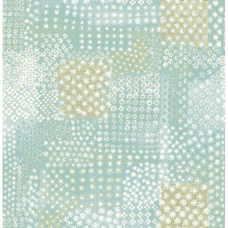 Papier peint embossé fleur 3d 33 pi x 20,5 po Elouise, Turquoise
