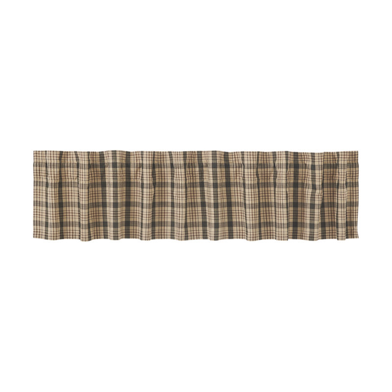 Cider Mill Plaid Cotton 90" Window Valance in Khaki and Green
