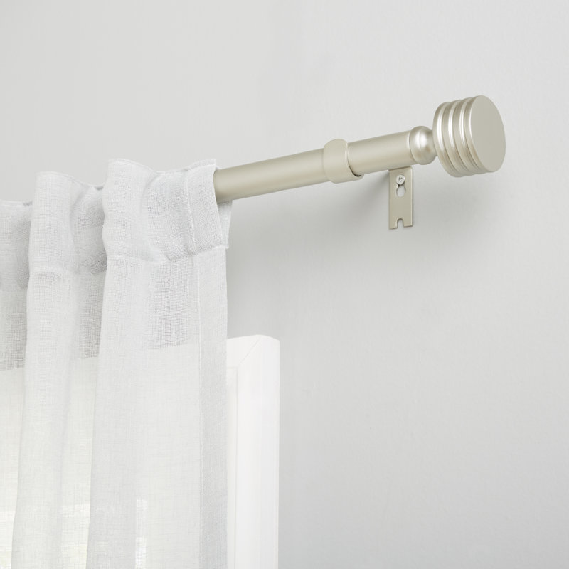 Lucero Matte Nickel Adjustable Curtain Rod with Stacked Cylinder Finials