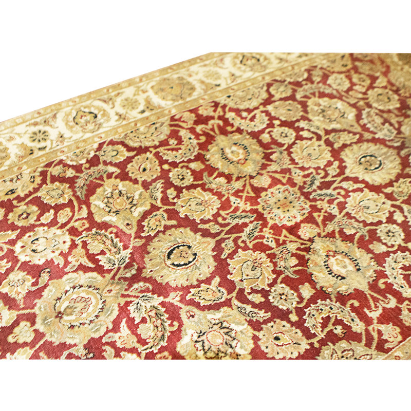 Tapis rouge et ivoire de haute qualité noué à la main