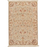 Hand-Knotted High-Quality Beige, Gray, and Red Area Rug