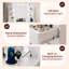 Meuble-lavabo à DEL blanc avec station de charge et tabouret rembourré - 3 modes d'éclairage, 2 tiroirs profonds et tablettes ouvertes