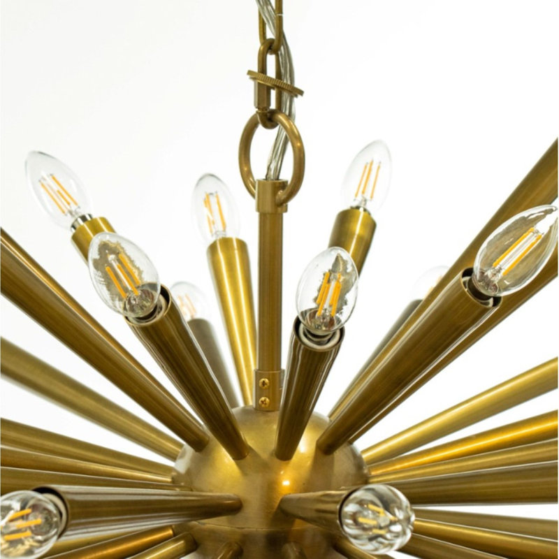Lustre art déco Alan Mizrahi, Laiton, H 40 po x l 60 po x P 60 po