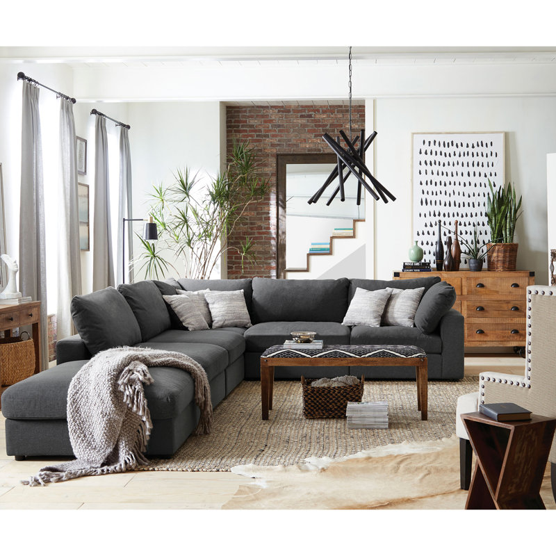 Carré gris anthracite avec coussin moelleux pour le confort dans l'espace primaire revêtu de chenille Une maison confortable et élégante