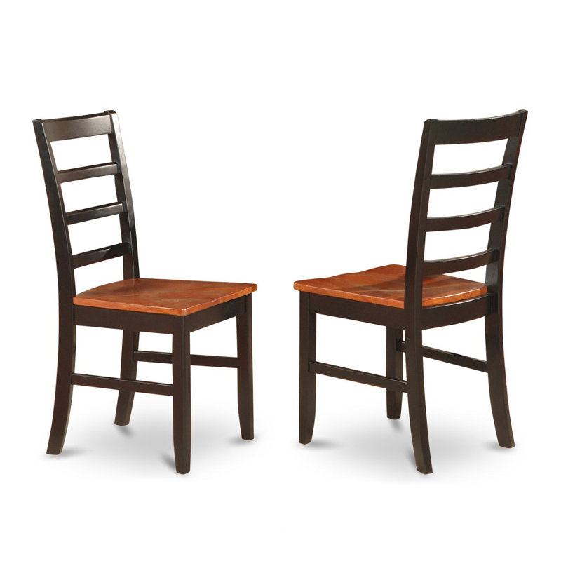 Parfait Dining Chairs - Ladder Back Wooden Seat Chairs, Set of 2, Black & Cherry, Black/Cherry