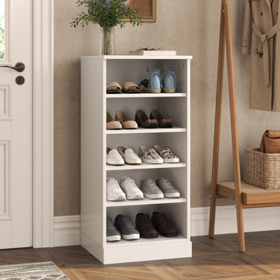 Armoire de rangement étroite à chaussures 100% bois massif avec tablettes réglables, rangement empilable peu encombrant, l 16,5 po x H 35,75 po